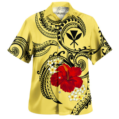 Hawaii Combo Dress And Shirt Polynesian Fabric Flower Tattoo Pattern