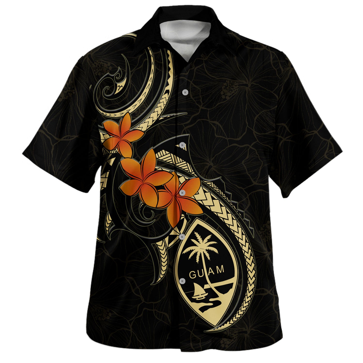 Guam Hawaiian Shirt Hibiscus Plumeria