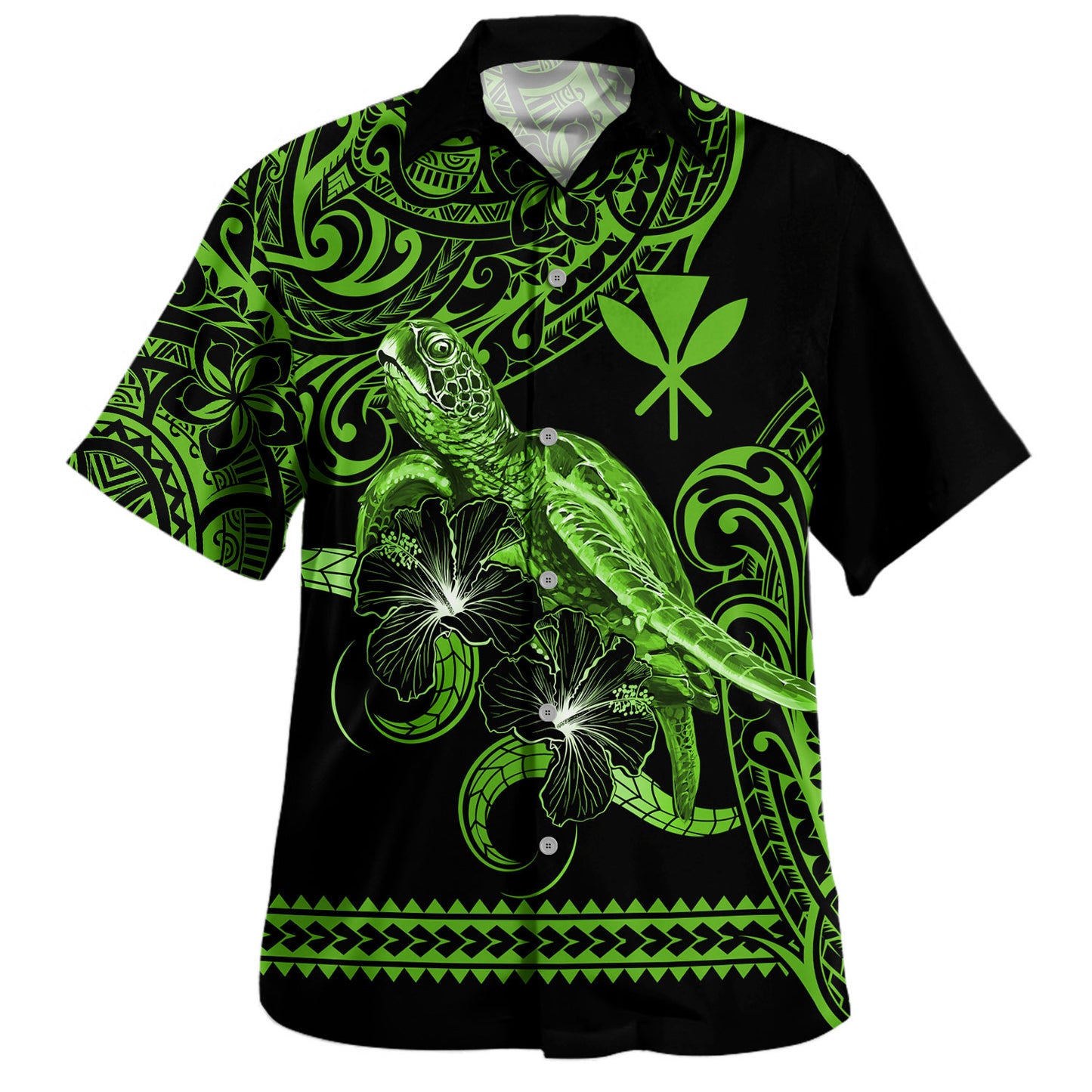 Hawaii Hawaiian Shirt Polynesia Tribal Kanaka Sea Turtle Hibiscus Flower