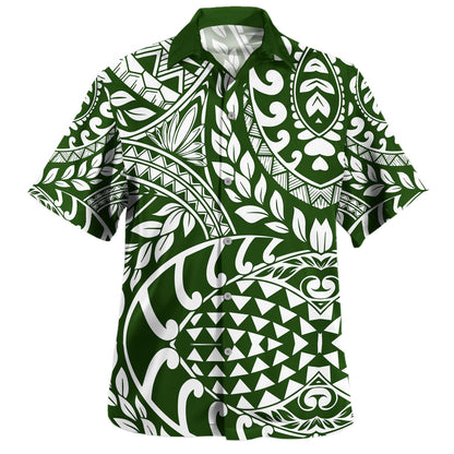 Polynesia Hawaiian Shirt Tribal Print Fabric Leave