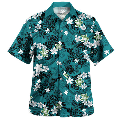 Polynesia Hawaiian Shirt Fabric Traditional Polynesian With  Plumeria And Tiare Flowers