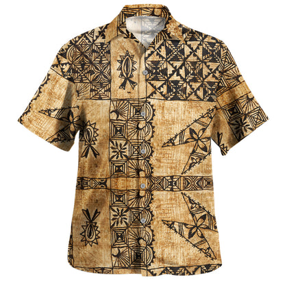 Tonga Hawaiian Shirt Tapa Cloth Vintage