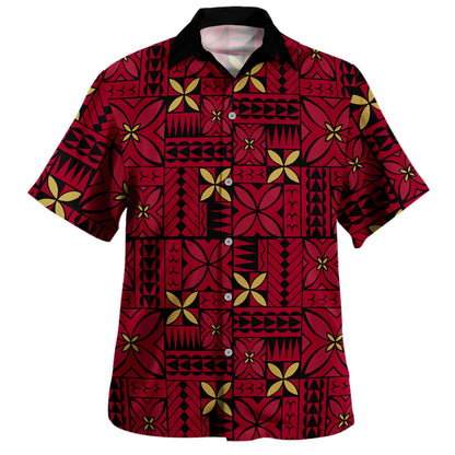 Samoa Hawaiian Shirt Siapo Design Tribal Pattern Red
