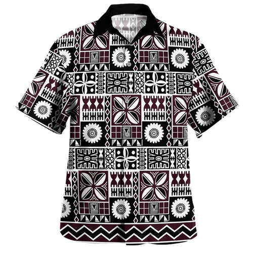 Fiji Hawaiian Shirt Rugby Tribal Half Style