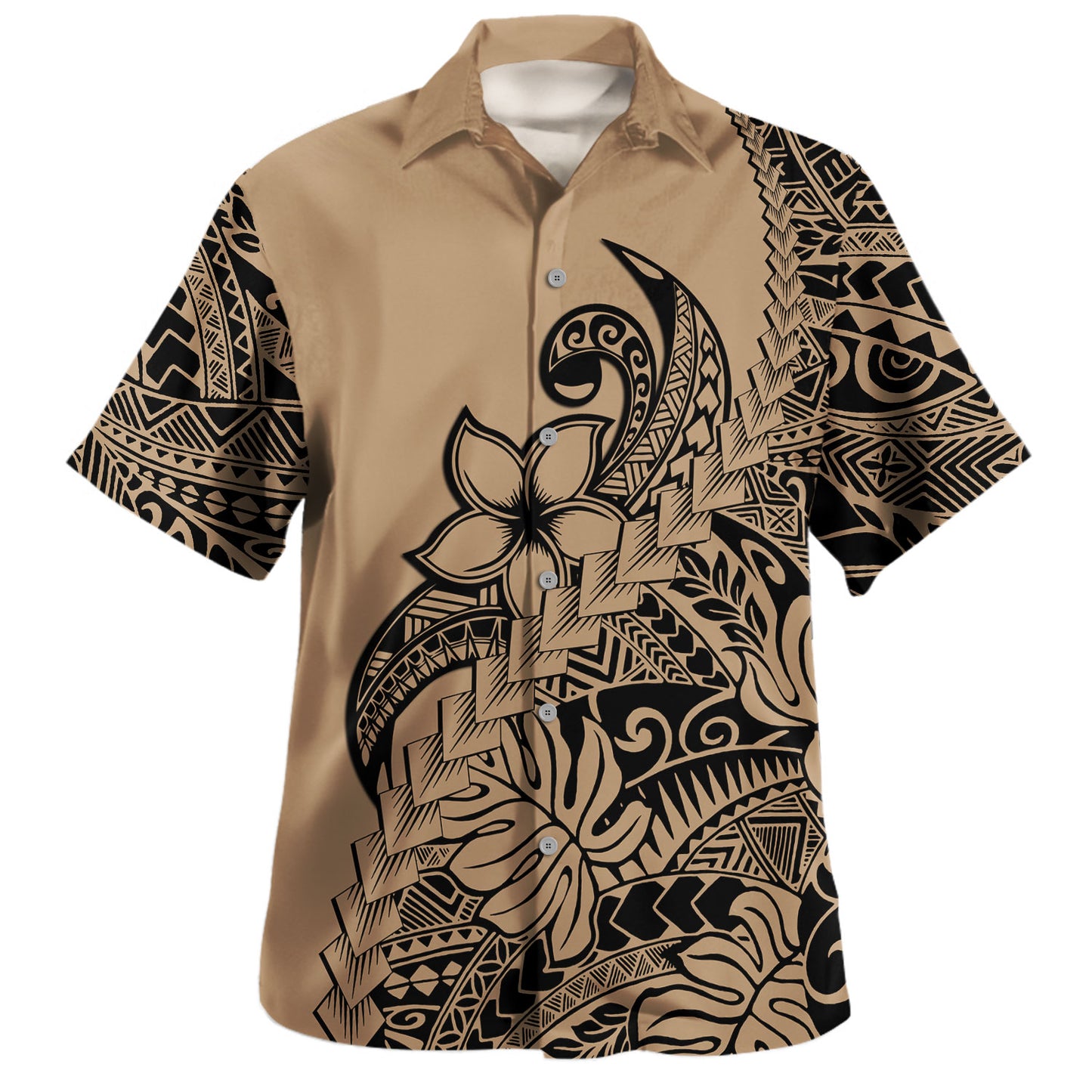 Polynesian Hawaiian Shirt Tribal Plumeria Beautiful