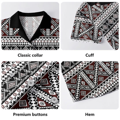 Samoa Combo Puletasi And Shirt Polynesian Tribal Print Stripe Style