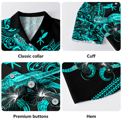 Hawaii Hawaiian Shirt Polynesia Tribal Kanaka Sea Turtle Hibiscus Flower