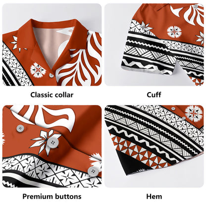 Fiji Combo Puletasi And Shirt Style Bula Leaves
