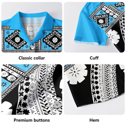Fiji Combo Puletasi And Shirt Traditional Design Tapa Clothes