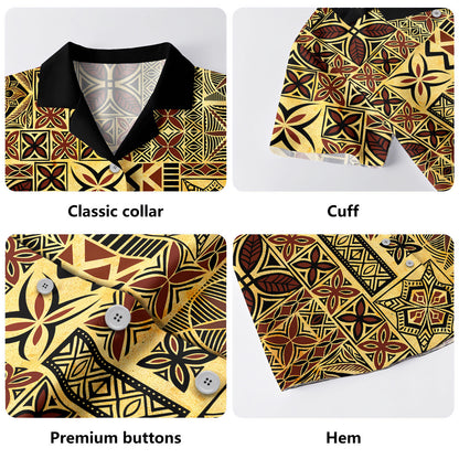 Samoa Combo Puletasi And Shirt Tapa Design Dobby Fabric