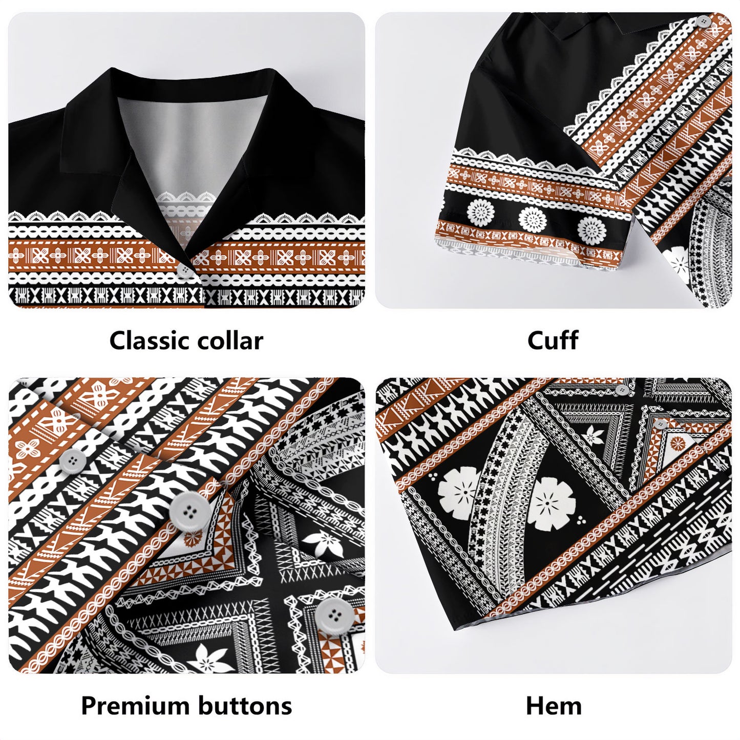 Fiji Combo Puletasi And Shirt Traditional Masi Tapa Clothes