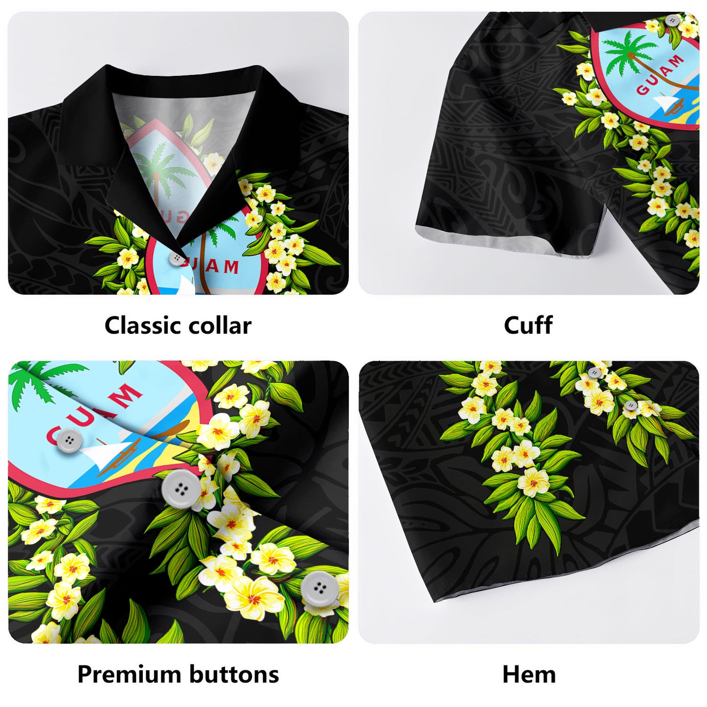 Guam Hawaiian Shirt Tribal Leaf Ti Leaf Lei