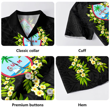 Guam Hawaiian Shirt Tribal Leaf Ti Leaf Lei