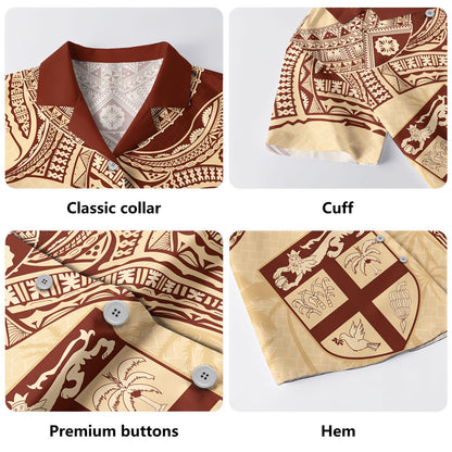 Fiji Hawaiian Shirt Tribal Bula And Coconut Tree Curve Style