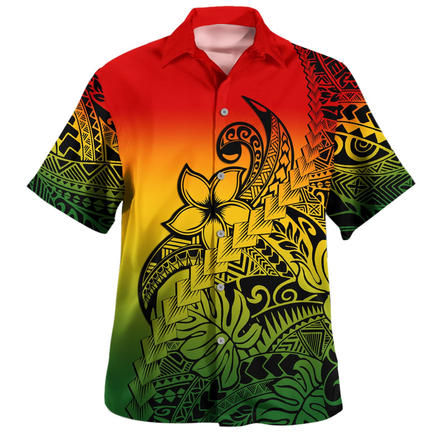 Polynesian Hawaiian Shirt Tribal Plumeria Beautiful
