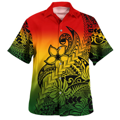 Polynesian Hawaiian Shirt Tribal Plumeria Beautiful