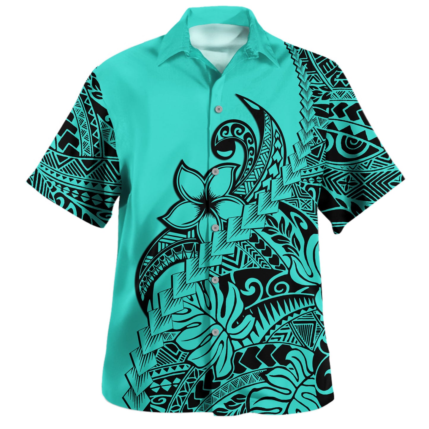 Polynesian Hawaiian Shirt Tribal Plumeria Beautiful