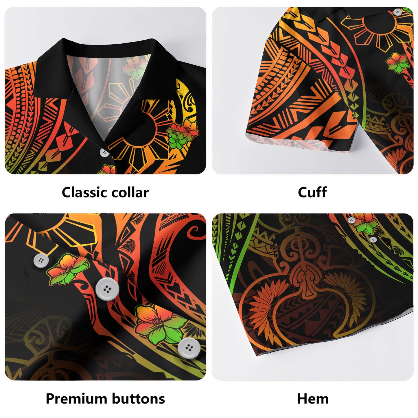Philippines Filipinos Hawaiian Shirt Tribal Polynesian Sun Sampaguita Flower Reggae