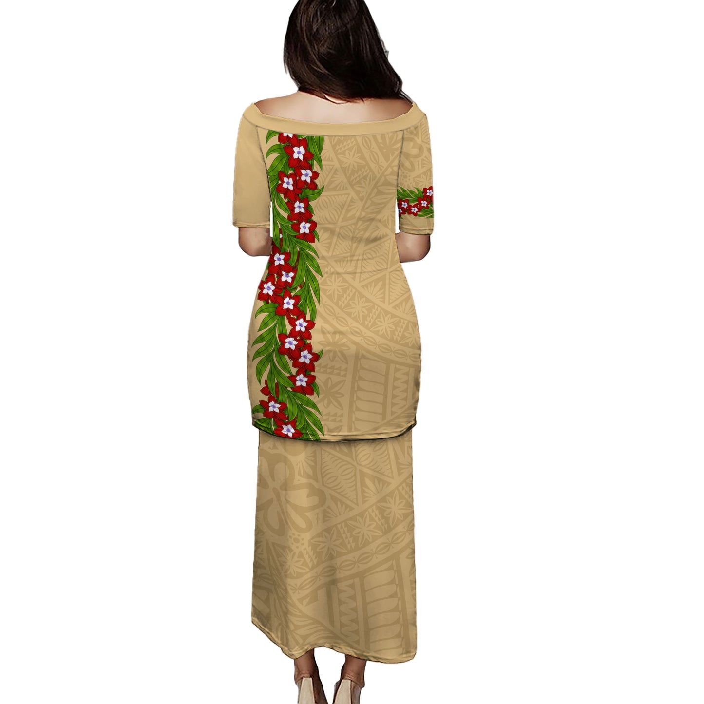 Tonga Puletasi Heilala Floral Ngatu Pattern Island Style