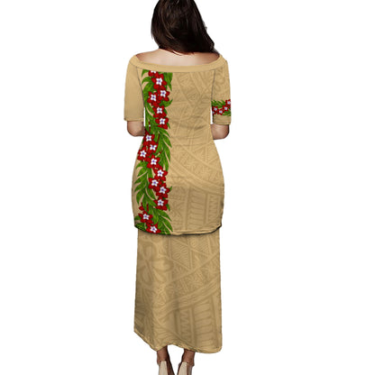 Tonga Puletasi Heilala Floral Ngatu Pattern Island Style