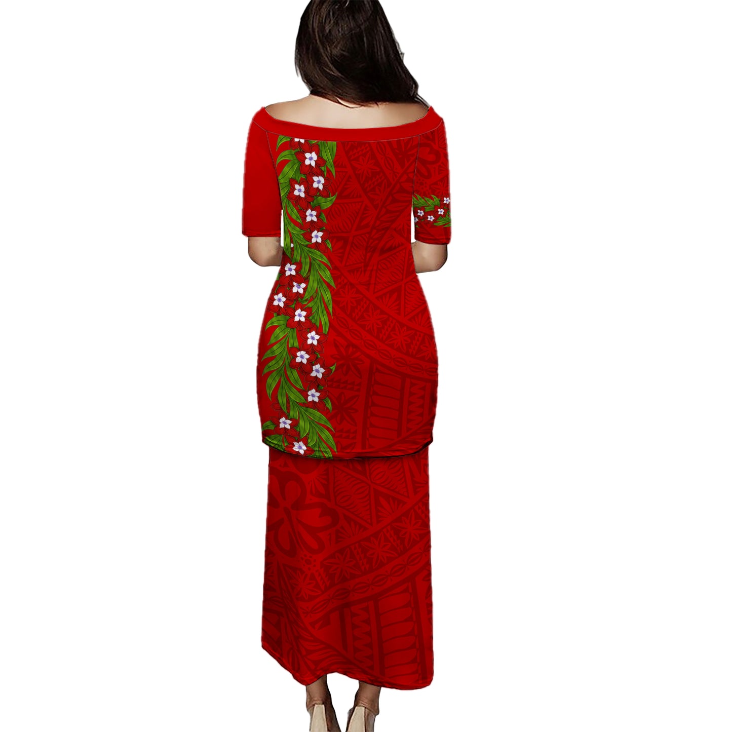 Tonga Puletasi Heilala Floral Ngatu Pattern Island Style