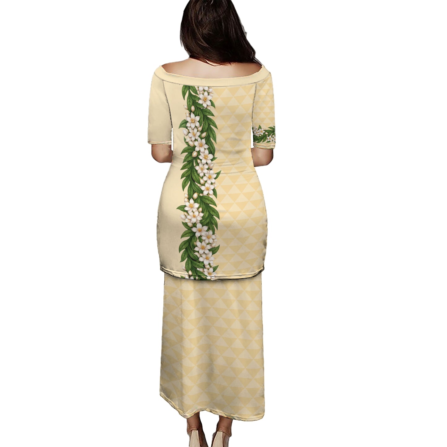 Philippines Filipinos Combo Puletasi And Shirt Sampaguita Flower Sun Pattern Island Style