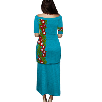 Tonga Puletasi Heilala Floral Ngatu Pattern Island Style