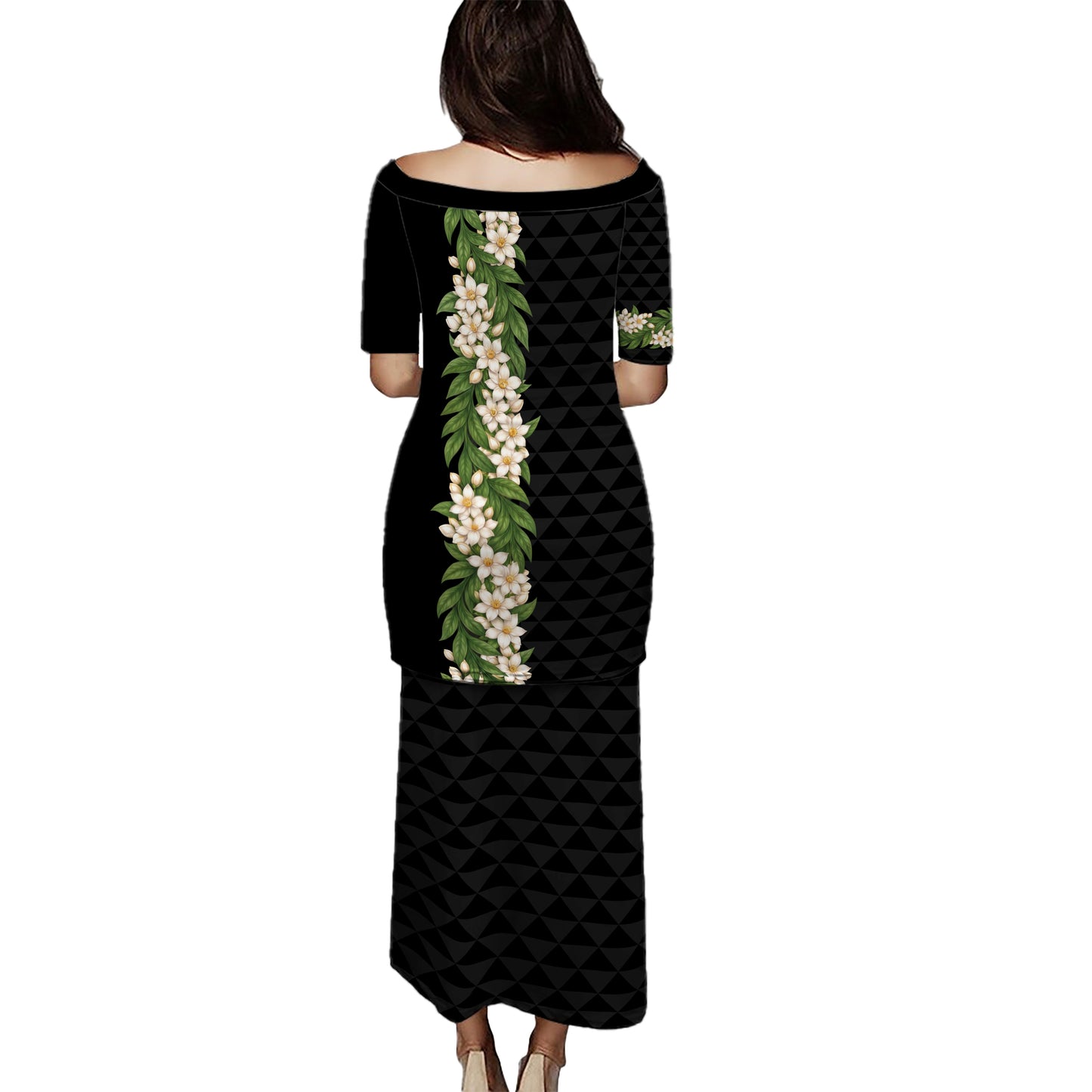 Philippines Filipinos Combo Puletasi And Shirt Sampaguita Flower Sun Pattern Island Style