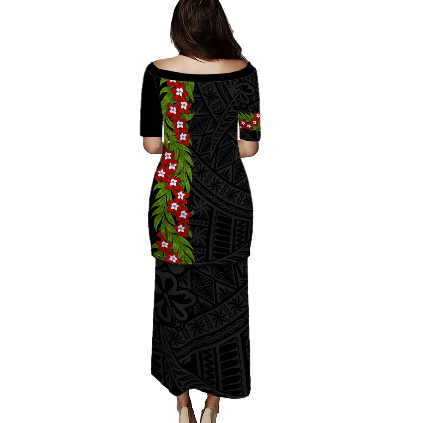 Tonga Puletasi Heilala Floral Ngatu Pattern Island Style
