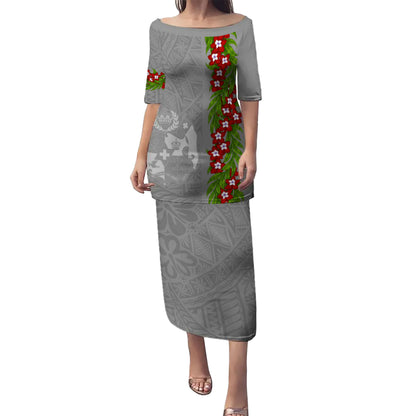 Tonga Puletasi Heilala Floral Ngatu Pattern Island Style
