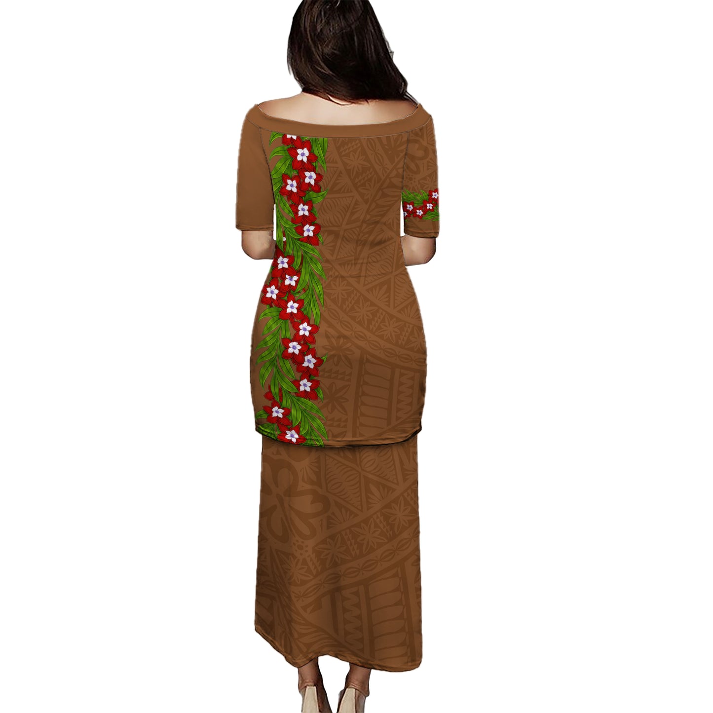 Tonga Puletasi Heilala Floral Ngatu Pattern Island Style
