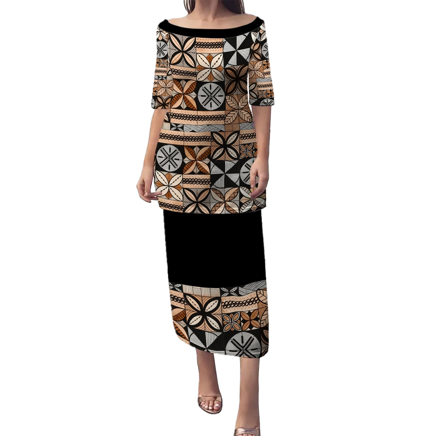 Samoa Combo Puletasi And Shirt Siapo Pattern Print