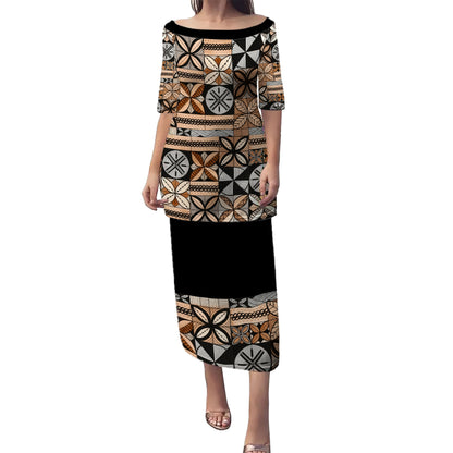 Samoa Combo Puletasi And Shirt Siapo Pattern Print