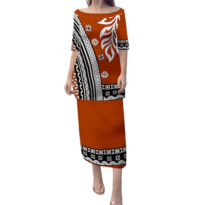 Fiji Combo Puletasi And Shirt Style Bula Leaves
