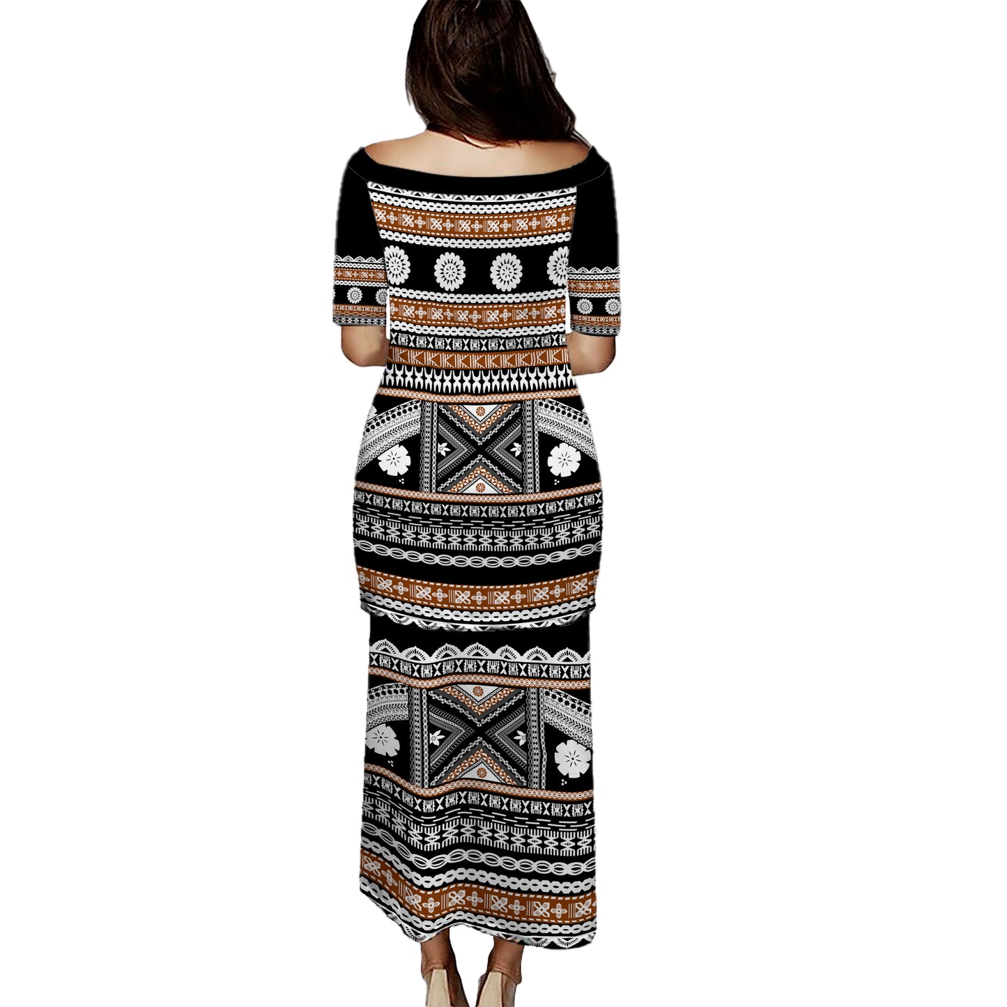 Fiji Combo Puletasi And Shirt Traditional Masi Tapa Clothes