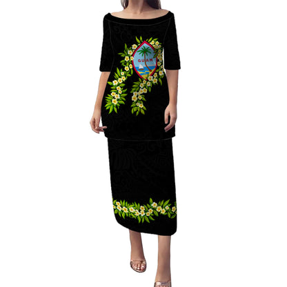 Guam Combo Puletasi And Shirt Tribal Leaf Ti Leaf Lei