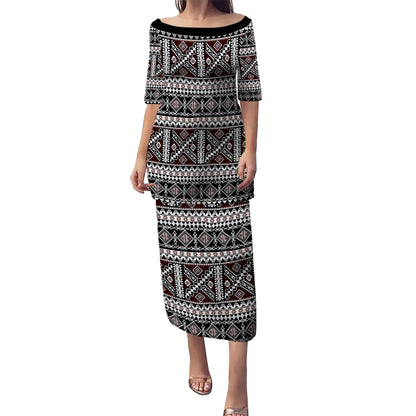 Samoa Puletasi Polynesian Tribal Print Stripe Style