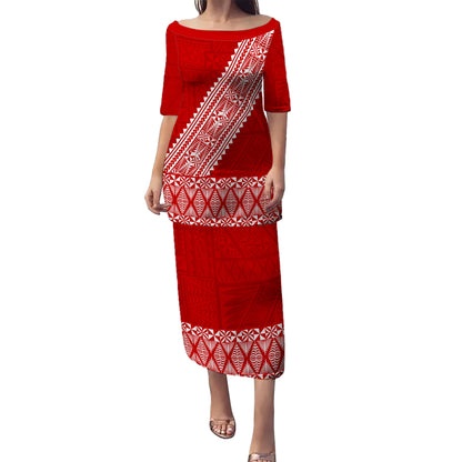 Tonga Combo Puletasi And Shirt Ngatu Half Concept Tribal