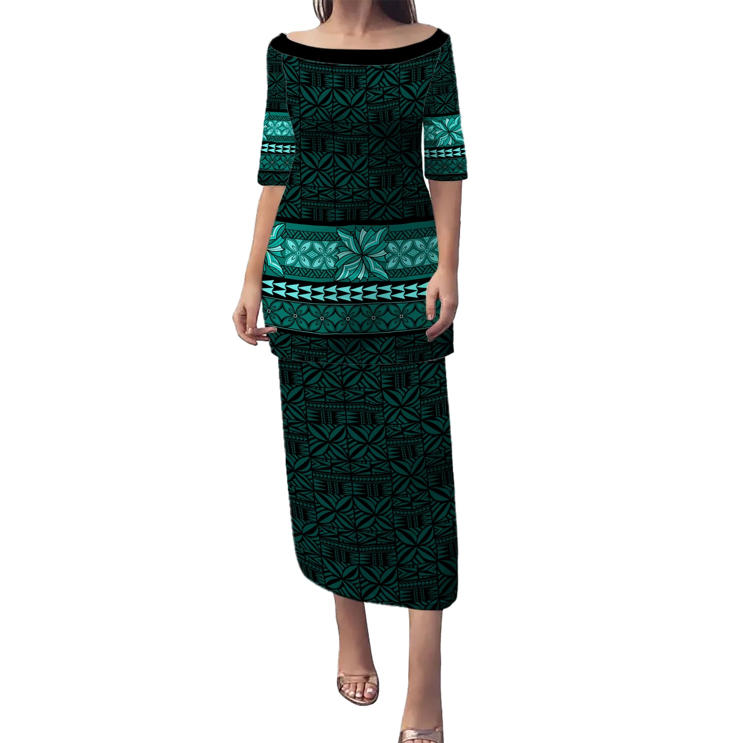 Samoa Combo Puletasi And Shirt Tapa Island Elegance