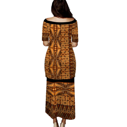 Tonga Combo Puletasi And Shirt Ngatu Fabric Vintage