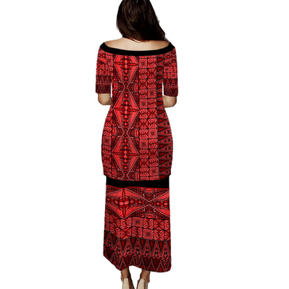 Tonga Combo Puletasi And Shirt Ngatu Fabric