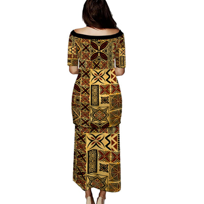 Samoa Combo Puletasi And Shirt Tapa Design Dobby Fabric