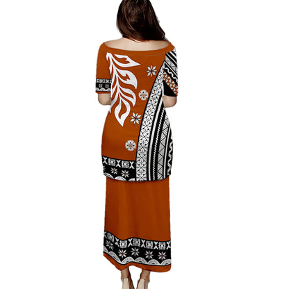 Fiji Combo Puletasi And Shirt Style Bula Leaves