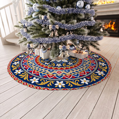 Philippines Filipinos Quilt Christmas Tree Skirt Polynesian Inspired Floral Mandala