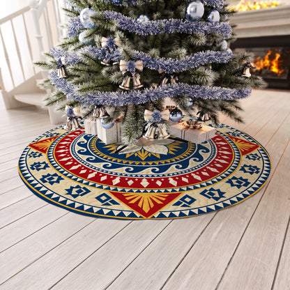 Philippines Filipinos Quilt Christmas Tree Skirt Ocean Wave Geometric Pattern