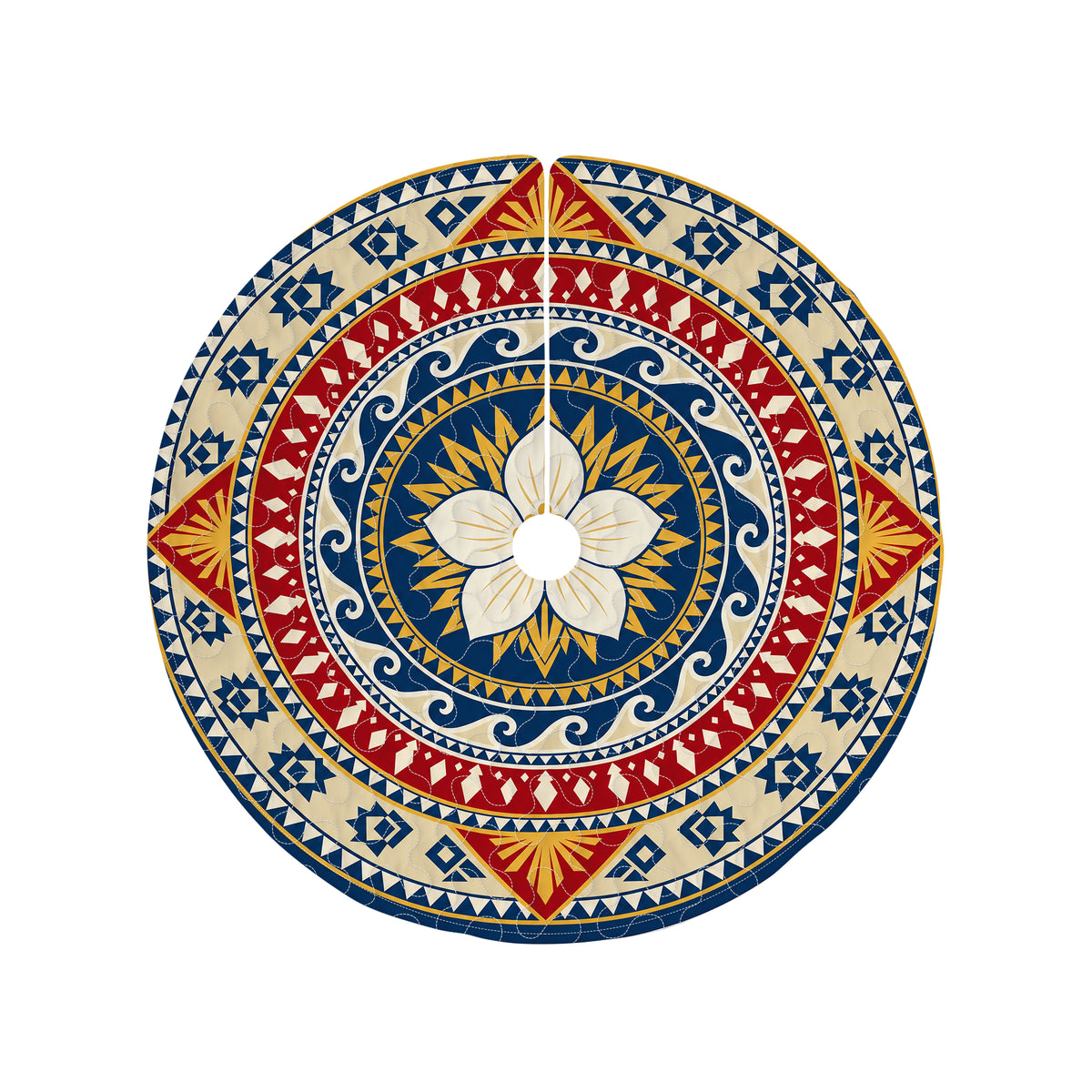 Philippines Filipinos Quilt Christmas Tree Skirt Ocean Wave Geometric Pattern