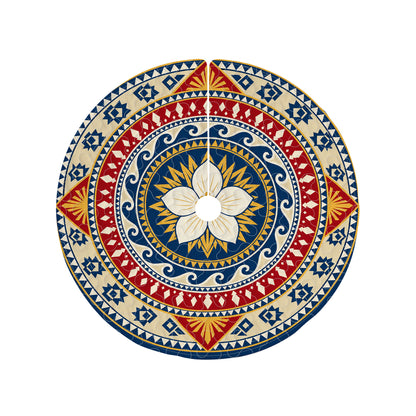 Philippines Filipinos Quilt Christmas Tree Skirt Ocean Wave Geometric Pattern