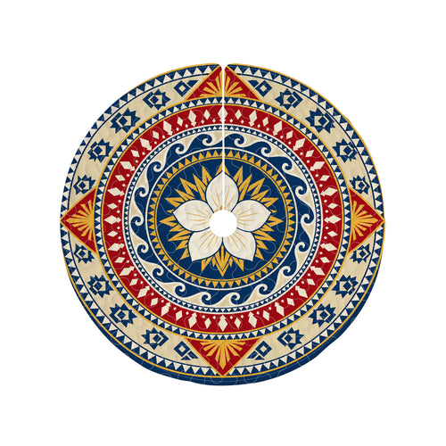 Philippines Filipinos Quilt Christmas Tree Skirt Ocean Wave Geometric Pattern