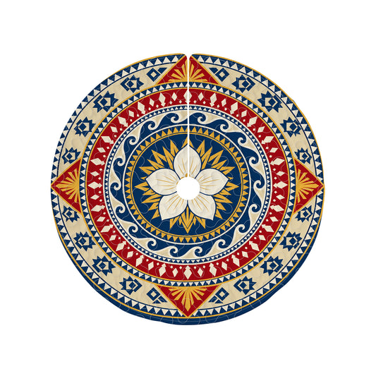 Philippines Filipinos Quilt Christmas Tree Skirt Ocean Wave Geometric Pattern