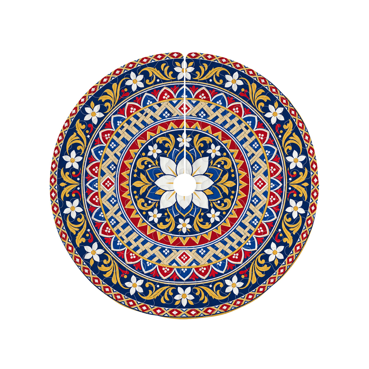Philippines Filipinos Quilt Christmas Tree Skirt Polynesian Inspired Floral Mandala